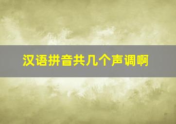 汉语拼音共几个声调啊