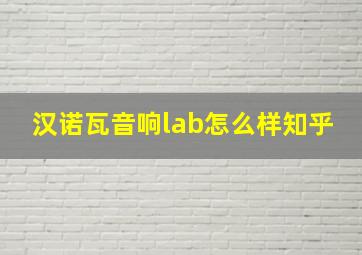 汉诺瓦音响lab怎么样知乎