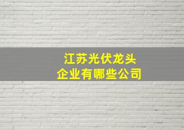 江苏光伏龙头企业有哪些公司