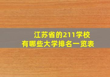 江苏省的211学校有哪些大学排名一览表