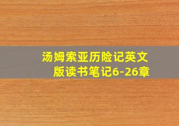 汤姆索亚历险记英文版读书笔记6-26章