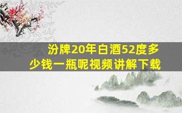 汾牌20年白酒52度多少钱一瓶呢视频讲解下载