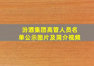 汾酒集团高管人员名单公示图片及简介视频