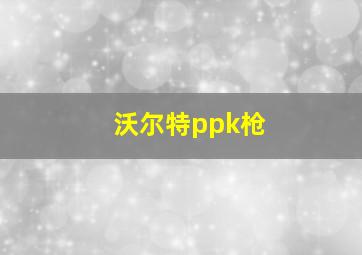 沃尔特ppk枪