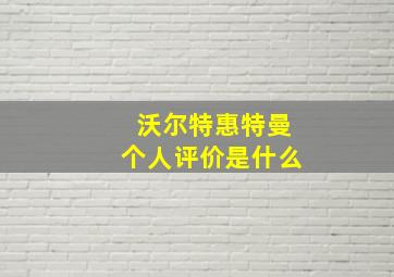 沃尔特惠特曼个人评价是什么