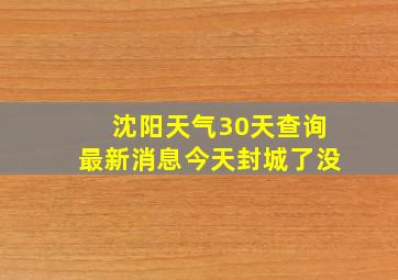 沈阳天气30天查询最新消息今天封城了没