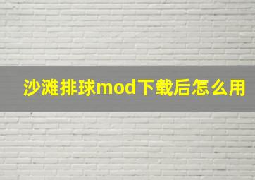 沙滩排球mod下载后怎么用