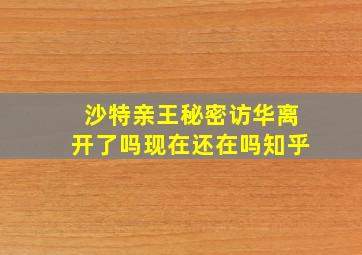 沙特亲王秘密访华离开了吗现在还在吗知乎