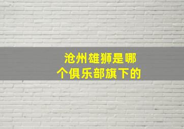 沧州雄狮是哪个俱乐部旗下的