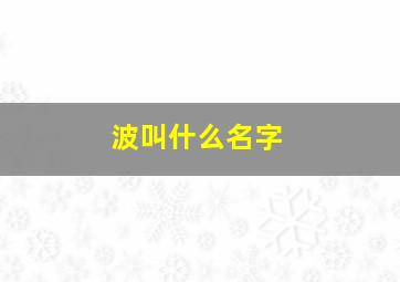 波叫什么名字