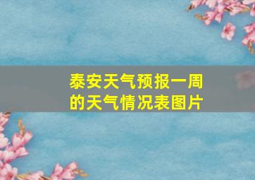 泰安天气预报一周的天气情况表图片