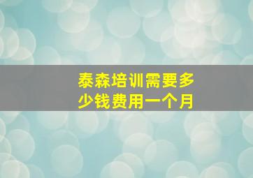 泰森培训需要多少钱费用一个月