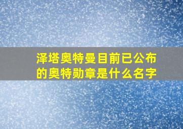 泽塔奥特曼目前已公布的奥特勋章是什么名字