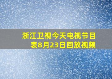 浙江卫视今天电视节目表8月23日回放视频