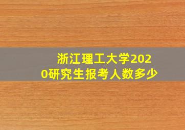 浙江理工大学2020研究生报考人数多少