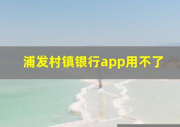 浦发村镇银行app用不了