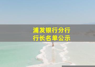 浦发银行分行行长名单公示