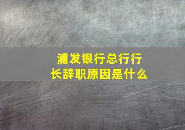 浦发银行总行行长辞职原因是什么