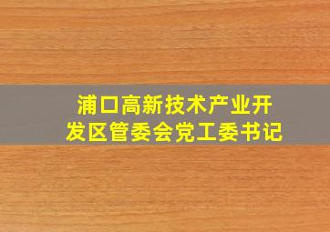 浦口高新技术产业开发区管委会党工委书记