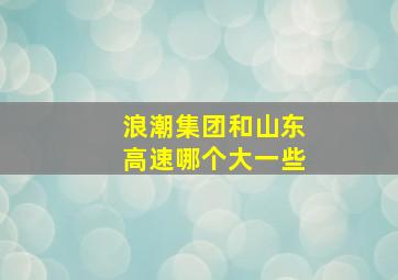 浪潮集团和山东高速哪个大一些