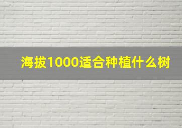 海拔1000适合种植什么树