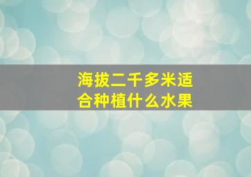 海拔二千多米适合种植什么水果