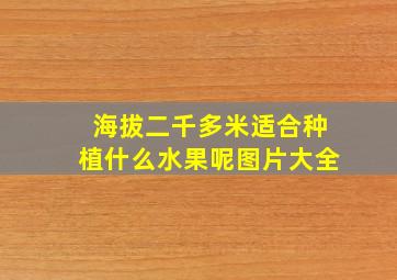 海拔二千多米适合种植什么水果呢图片大全