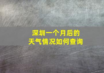 深圳一个月后的天气情况如何查询