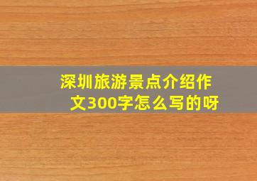 深圳旅游景点介绍作文300字怎么写的呀