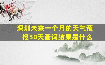 深圳未来一个月的天气预报30天查询结果是什么