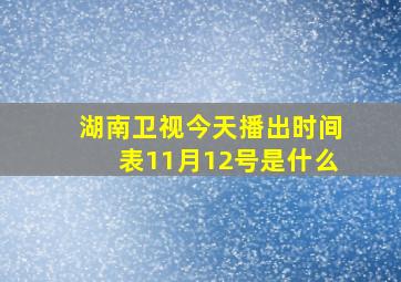 湖南卫视今天播出时间表11月12号是什么