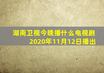 湖南卫视今晚播什么电视剧2020年11月12日播出