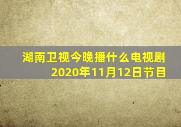 湖南卫视今晚播什么电视剧2020年11月12日节目