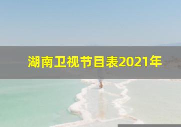 湖南卫视节目表2021年