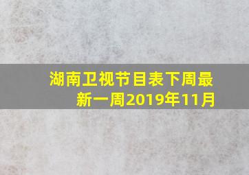 湖南卫视节目表下周最新一周2019年11月