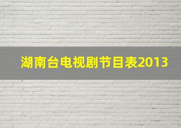 湖南台电视剧节目表2013