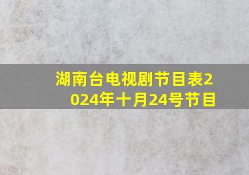 湖南台电视剧节目表2024年十月24号节目