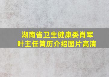 湖南省卫生健康委肖军叶主任简历介绍图片高清