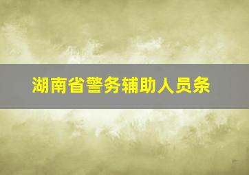 湖南省警务辅助人员条