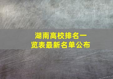 湖南高校排名一览表最新名单公布