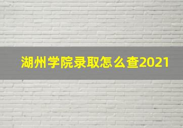 湖州学院录取怎么查2021