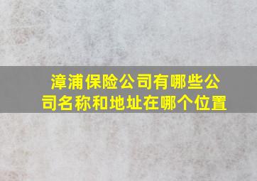 漳浦保险公司有哪些公司名称和地址在哪个位置