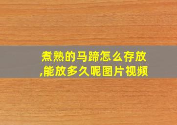 煮熟的马蹄怎么存放,能放多久呢图片视频