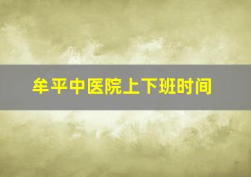 牟平中医院上下班时间