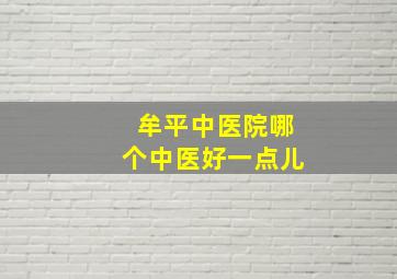 牟平中医院哪个中医好一点儿