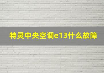 特灵中央空调e13什么故障