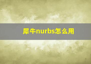 犀牛nurbs怎么用