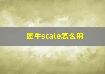 犀牛scale怎么用