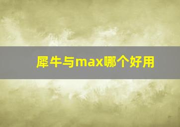 犀牛与max哪个好用