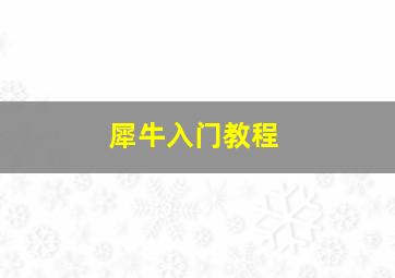 犀牛入门教程